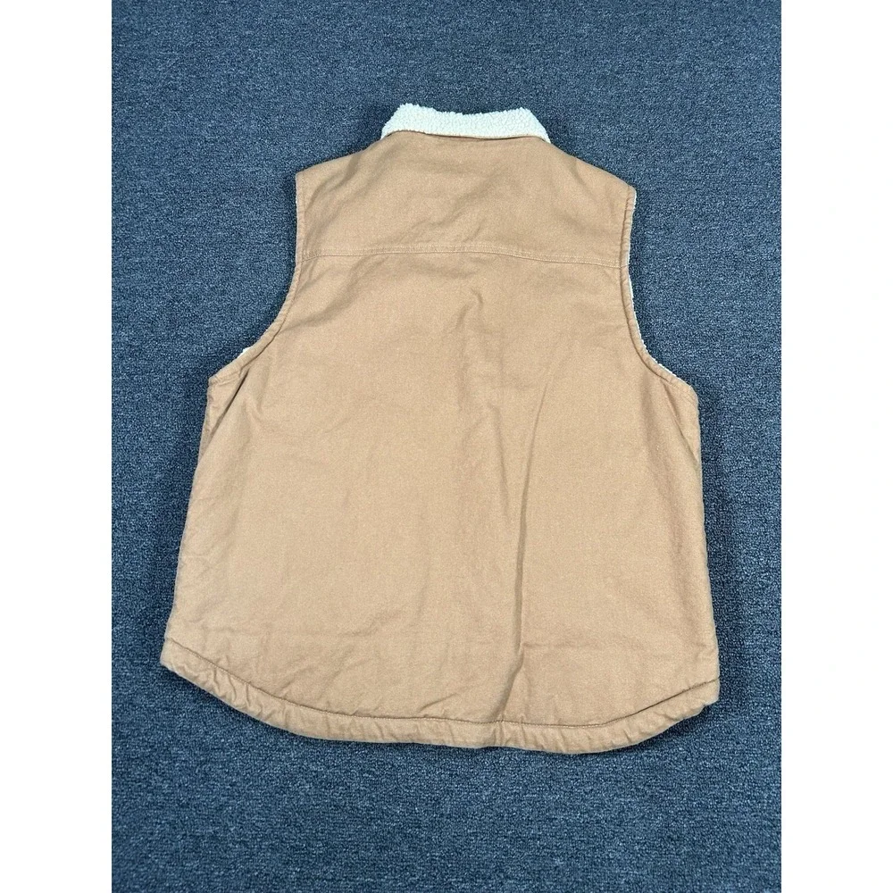 Dickies Duck Canvas Sherpa Lined Vest Men's XL Brown Full Zip Workwear‎ Pocket